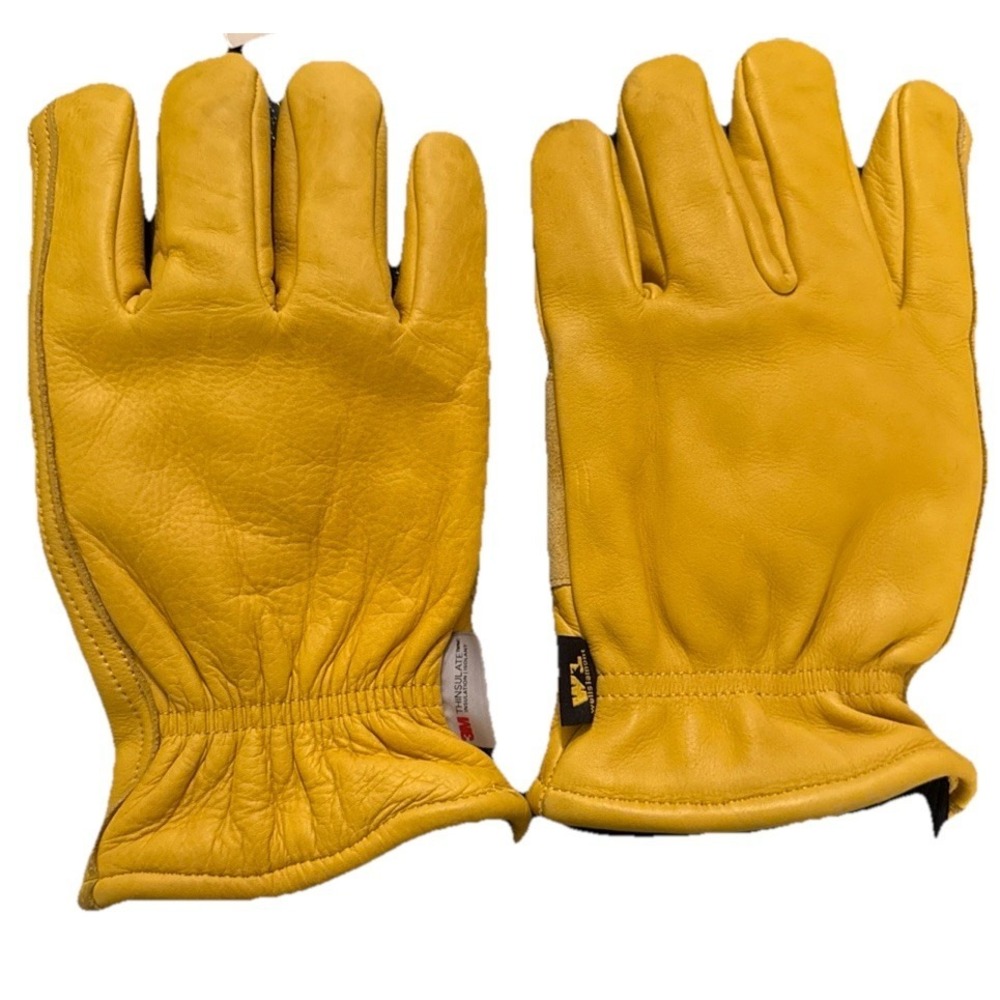 Wells Lamont Men's L Yellow HydraHyde‎ Leather Winter Work Gloves 3M Thinsulate